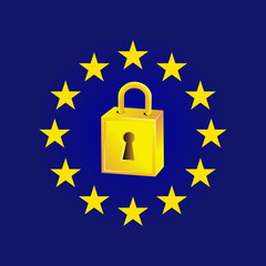 GDPR - General Data Protection Regulation law of the European Union. Security technology background. Vector illustration