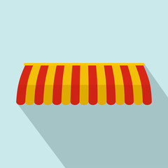 Red yellow street tent icon. Flat illustration of red yellow street tent vector icon for web design