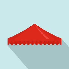 Red flag tent icon. Flat illustration of red flag tent vector icon for web design