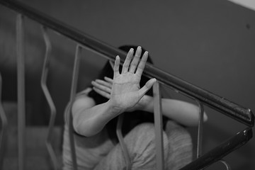 Female slavery in an abandoned building, ending violence against women, international women's day.