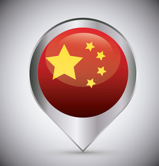 location pin with china flag over gray background, colorful design. vector illustration
