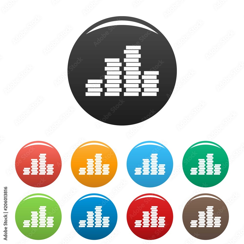 Poster bundle coin icon. simple illustration of bundle coin vector icons set color isolated on white