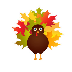 Happy Thanksgiving with turkey, vector card
