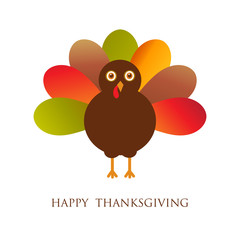 Happy Thanksgiving with turkey, vector card