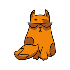 Orange cat with glasses. A series of silly multi-colored cats