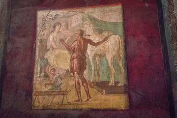 Ancient murals in Pompeii ruins Italy