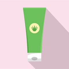 Aloe vera creme tube icon. Flat illustration of aloe vera creme tube vector icon for web design