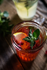 Natural lemonade with fruits and herbs