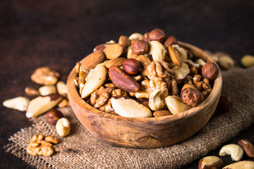 Nuts assortment in a bowl.