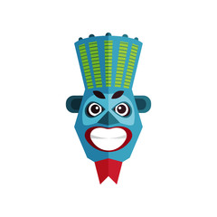 Ethnic tribal mask. Zulu culture. Traditional symbol of African tribes. Flat vector design for poster, mobile game or print
