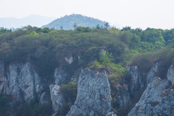 Beautiful hill view Landscape of hill and  mountain with blue sky.
