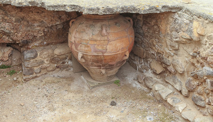 Ancient Minoan jars at Phaistios in Crete