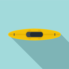 Yellow kayak icon. Flat illustration of yellow kayak vector icon for web design