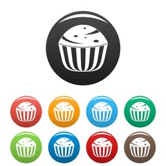 Cup cake icon. Simple illustration of cup cake vector icons set color isolated on white