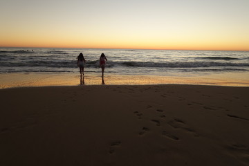 Naklejka premium Plage des Landes au coucher du soleil