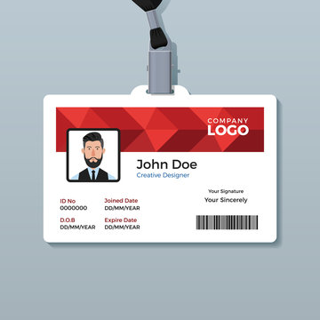 Red Polygon ID Card Template
