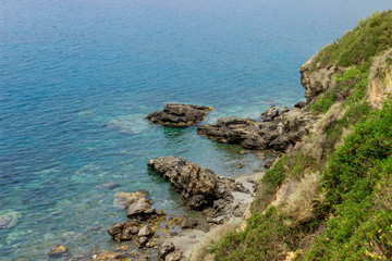 Seascape. Greece . Calm sea in the sunshine.