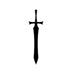 Black silhouettes of medieval knight sword on white background. Paladin weapon icon. Fantasy warrior equipment. Vector illustration