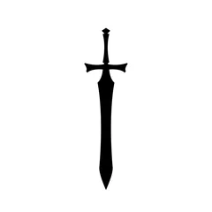 Fotobehang Black silhouettes of medieval knight sword on white background. Paladin weapon icon. Fantasy warrior equipment. Vector illustration © shaineast