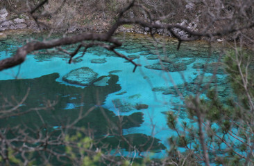 small alpine lake called Cornino in Northern Italy