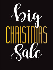 Christmas sale. Vector banner with hand lettering text