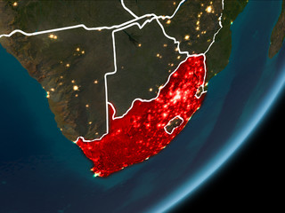 South Africa on night Earth