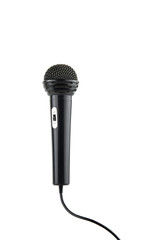 isolated in white background microphone with cable and switch / black microphone with cable and on-off switch