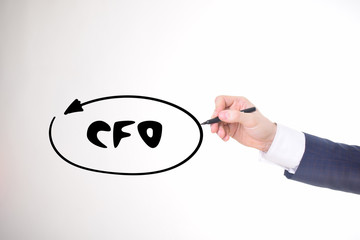 The businessman writes a black marker inscription:CFO