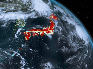 Japan at night from orbit