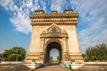 Fototapeta na wymiar Patuxai Arch in Vientiane Laos