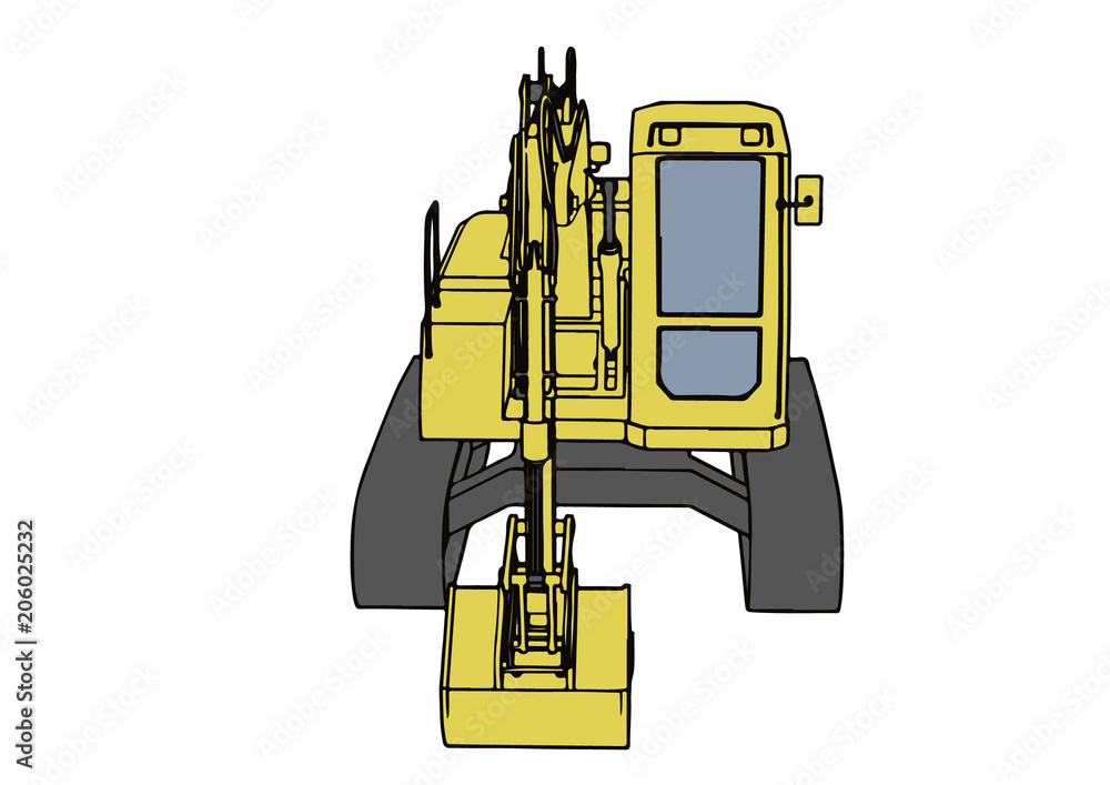 Wall mural machinery excavator vector