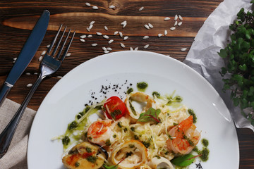 risotto with seafood with parmesan 