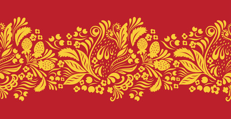 Traditional russian Hohloma style seamless pattern.  illustration.