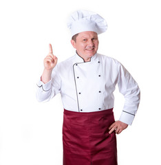 Happy chef showing finger up. Good idea - cooking something delicious to cook.