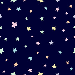 Star pattern seamless pastel colorful black background vector.