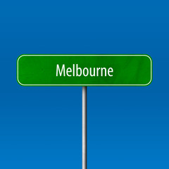 Melbourne Town sign - place-name sign