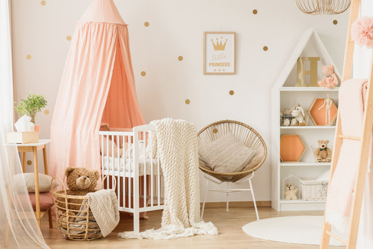 Pink child's bedroom interior