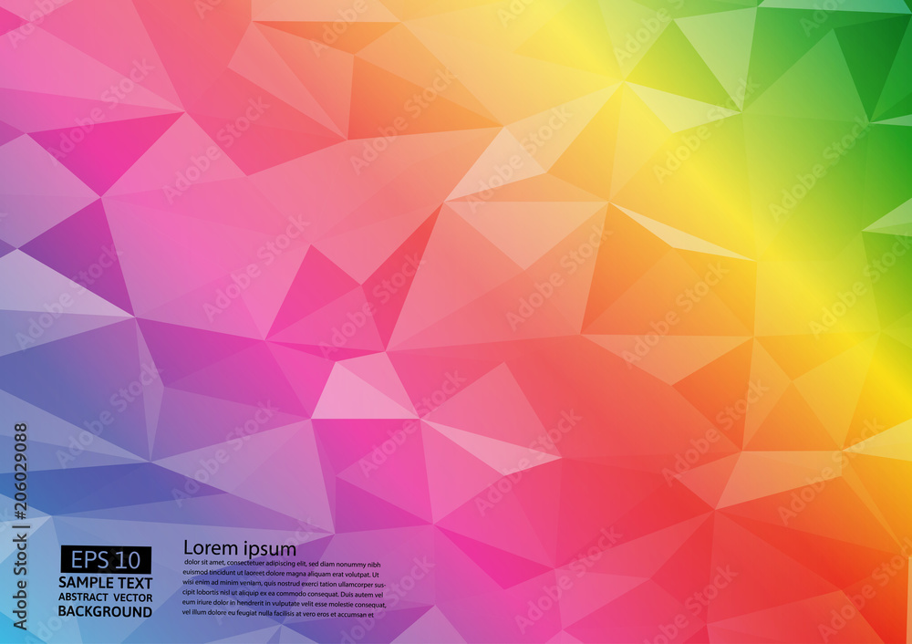 Poster rainbow color geometric triangular gradient illustration graphic vector background. vector polygonal