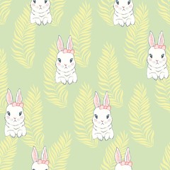 Seamless pattern with cute cartoon bunny. Baby pattern.