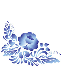 Fototapeta na wymiar Blue flower in gzhel style