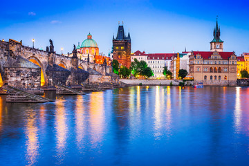 Obraz premium Prague with Charles Bridge and Stare Mesto oldtown, Czech Republic