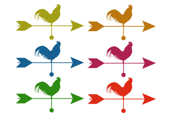 Flechas de colores sobre blanco.