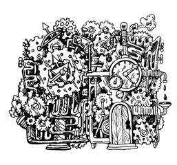 steampunk hand drawn illustration
