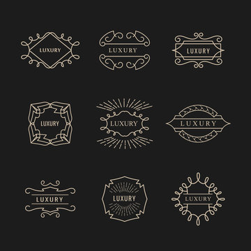 set luxury logo vintage badge design retro vector