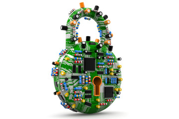 Circuit board in lock. Security concept