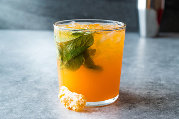 Mandarin Mojito Cocktail with Mint Leaves and Crushed Ice / Tangerine or Clementine
