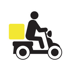 Person driving delivery scooter silhouette icon