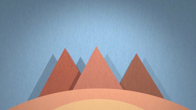 animation of desert with pyramid paper style