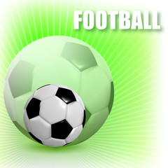 Football vector illustration with a ball on a green background.