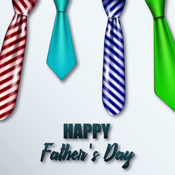 Realistic colored neckties for the day of his father. Vector illustration